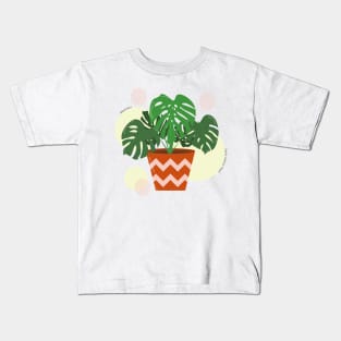 Monstera plant in the ceramic pot Kids T-Shirt